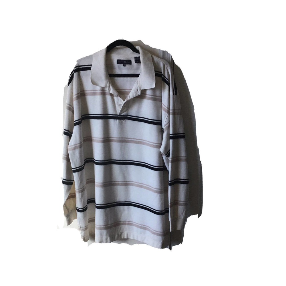 Mens Long Sleeve Polo Shirt Size 4XL, XXXXL, Button Down Cotton